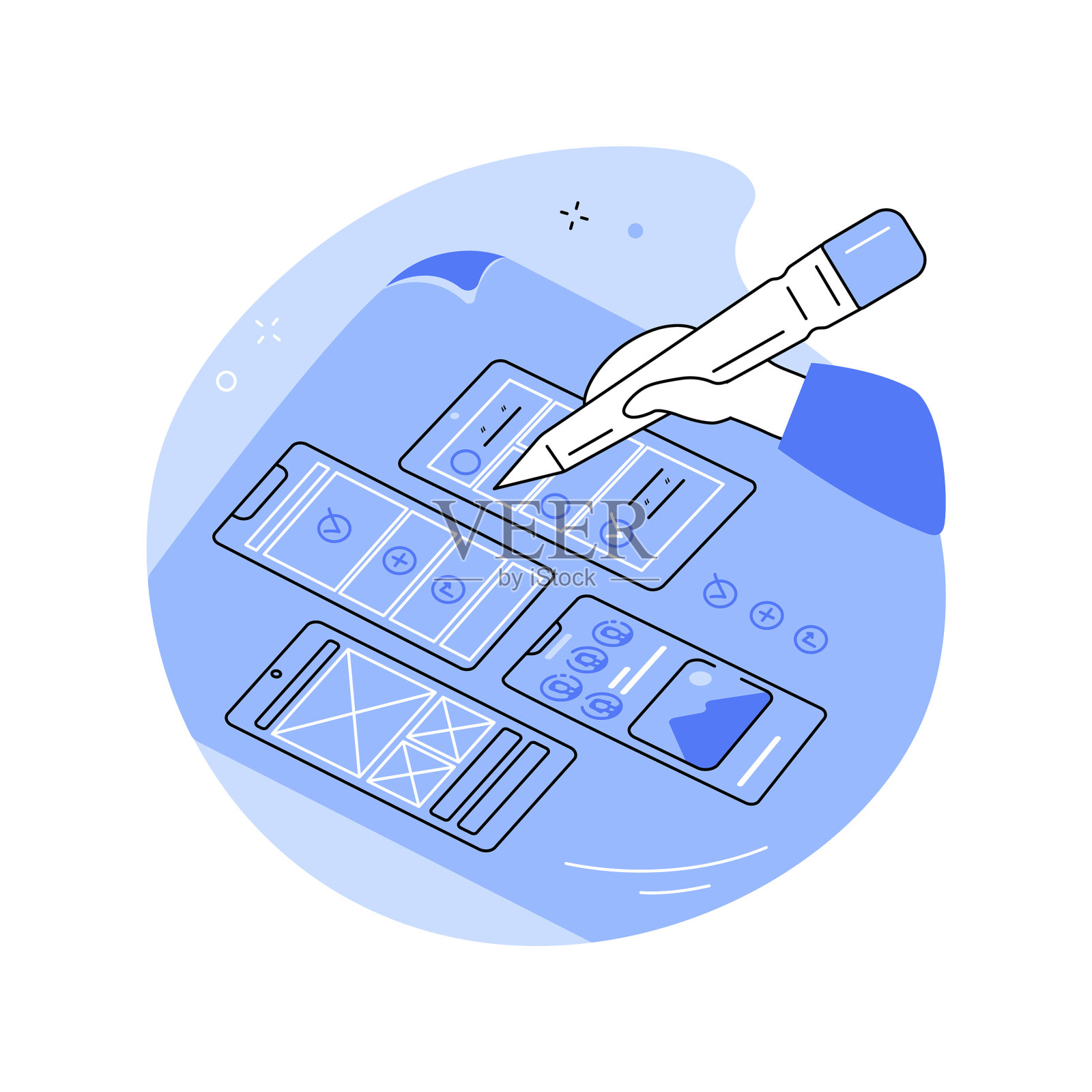 Ux线框孤立的卡通设计元素图片