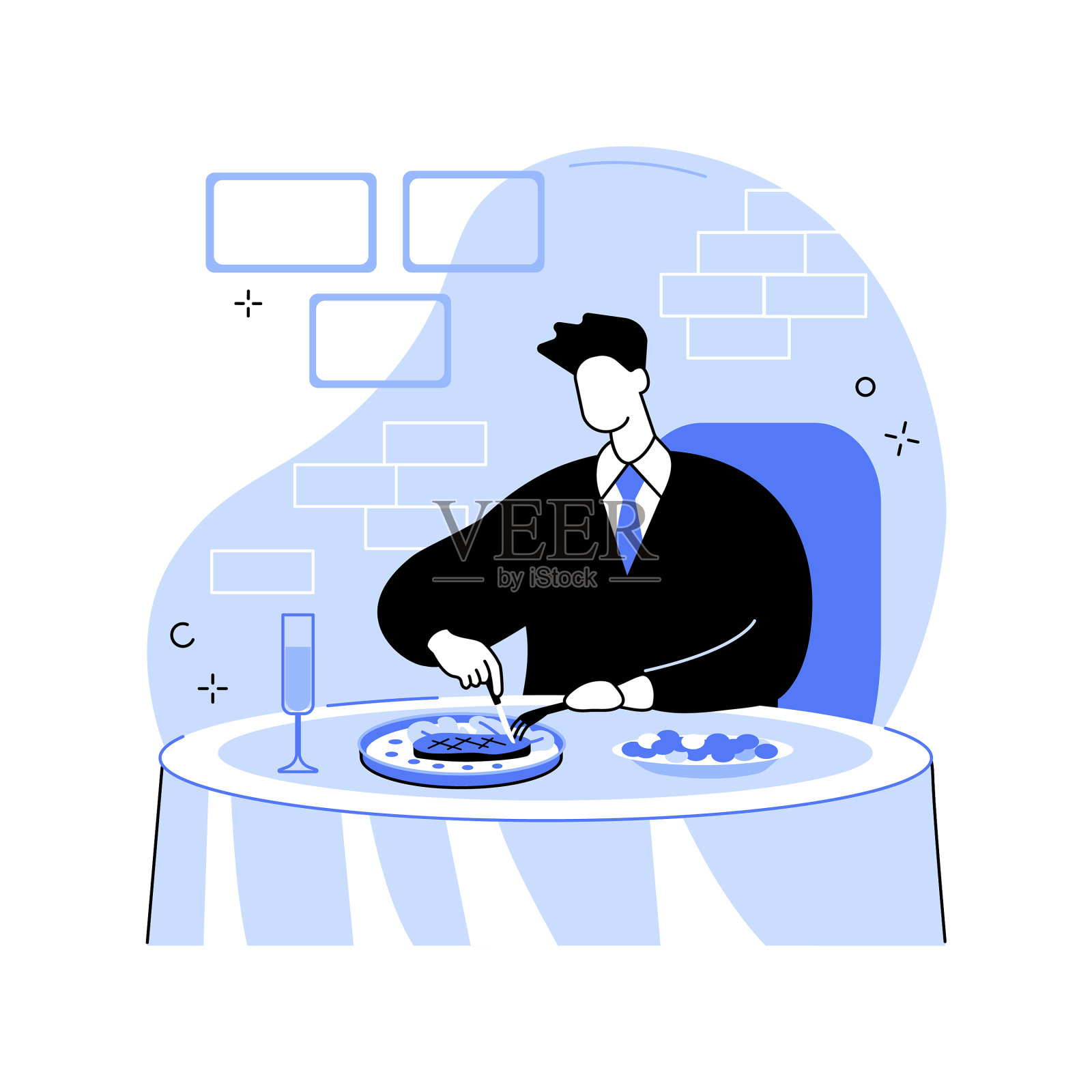 牛排屋孤立漫画设计元素图片