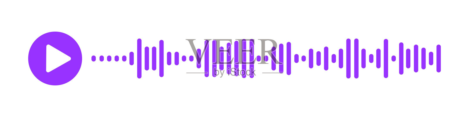 语音信息图标。音频聊天对话示例带有播放按钮和语音波的声音文件。在线通讯、电台、播客手机应用界面元素插画图片素材