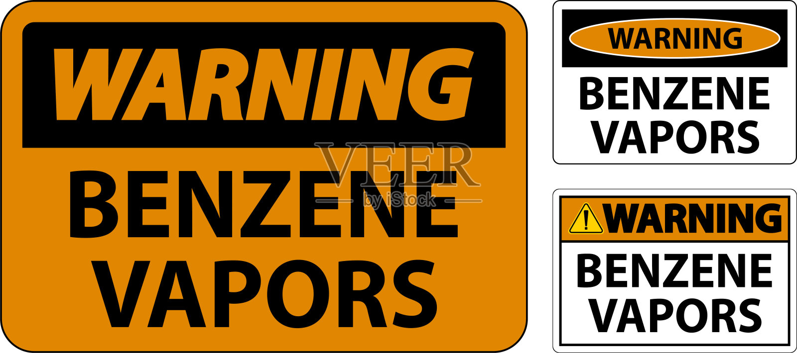 白色背景苯蒸汽警告标志插画图片素材
