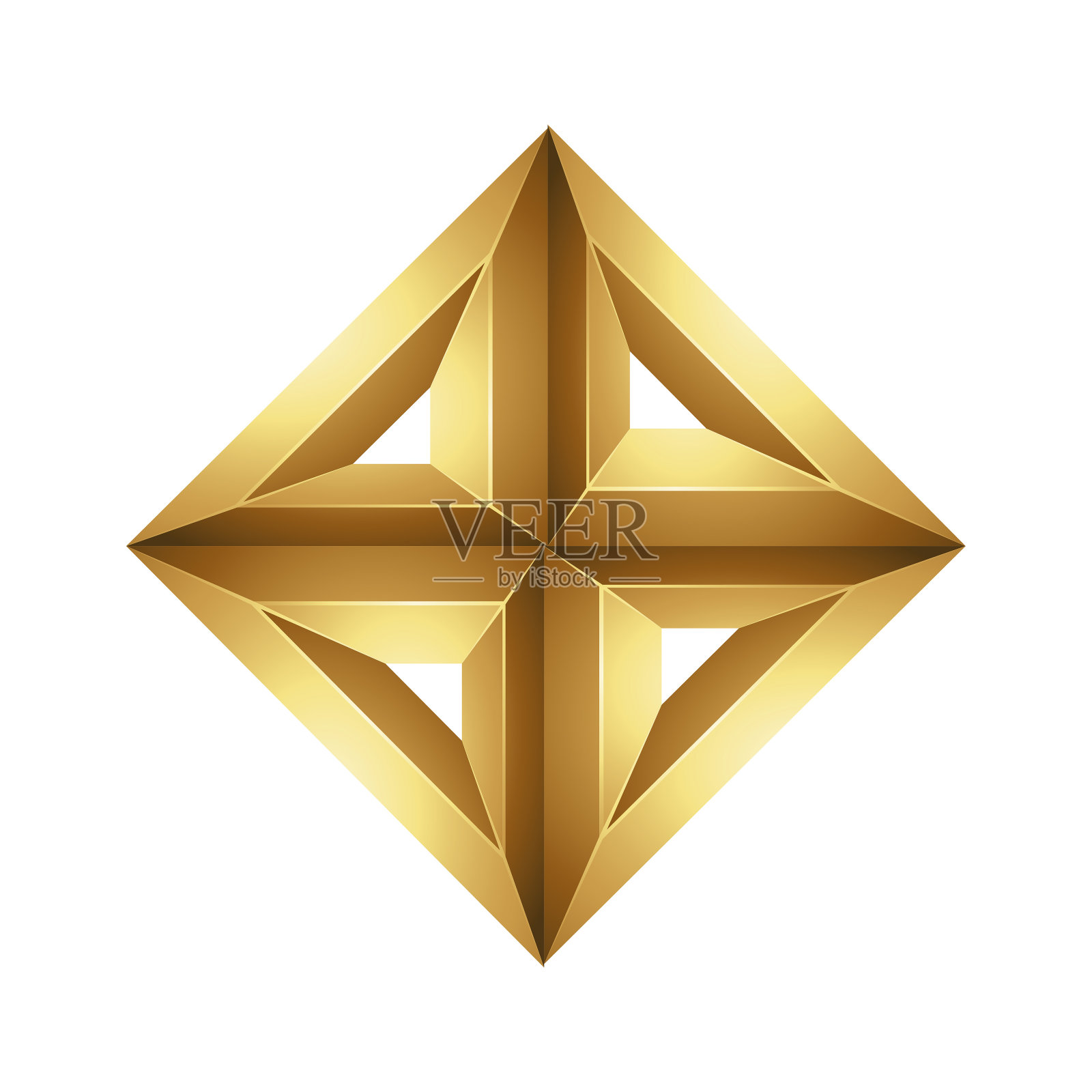 金色浮雕钻石制成三角形在白色背景插画图片素材
