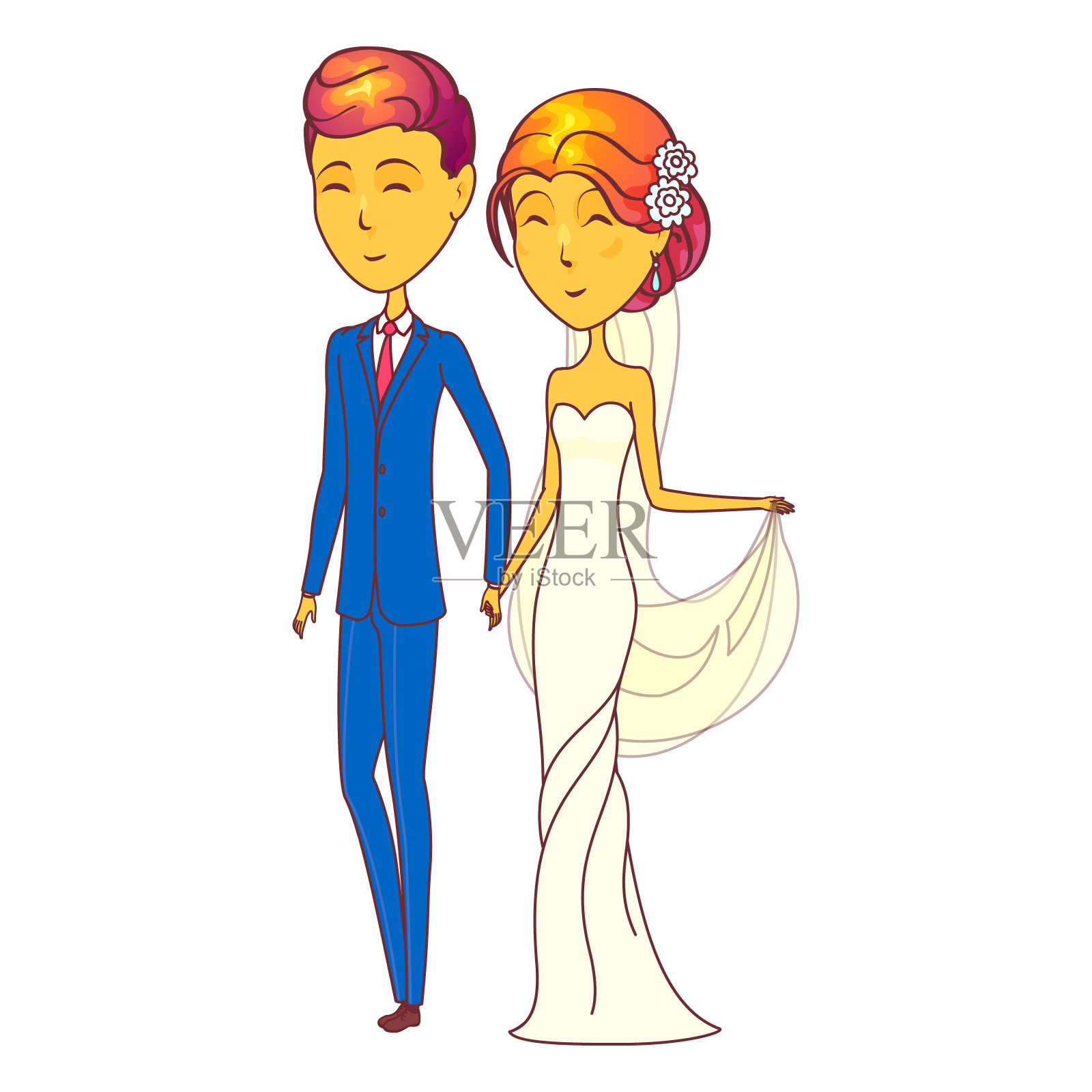 婚礼仪式或新婚夫妇，横幅插画图片素材