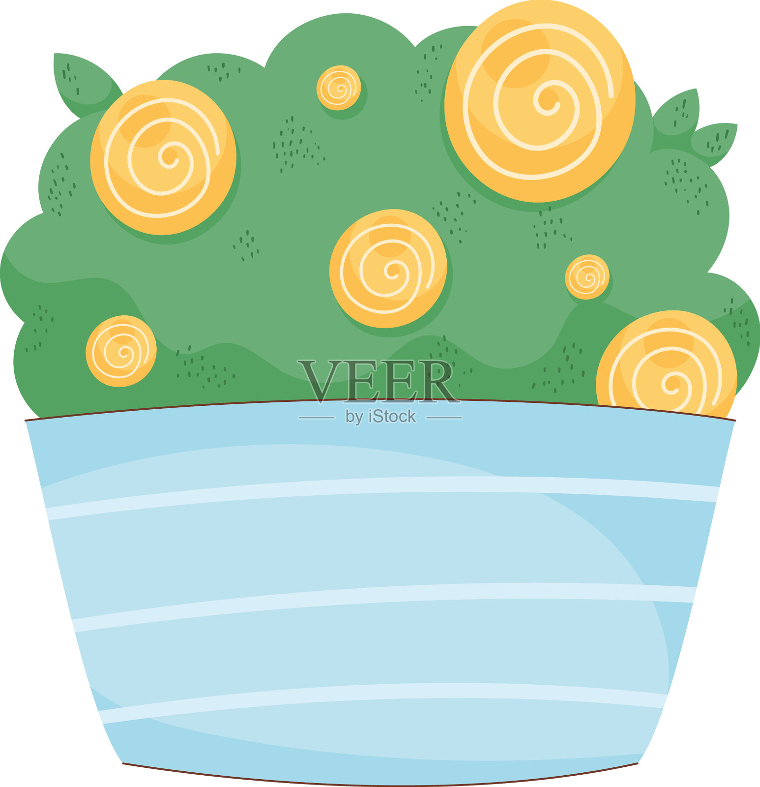 蓝花盆里的花设计元素图片