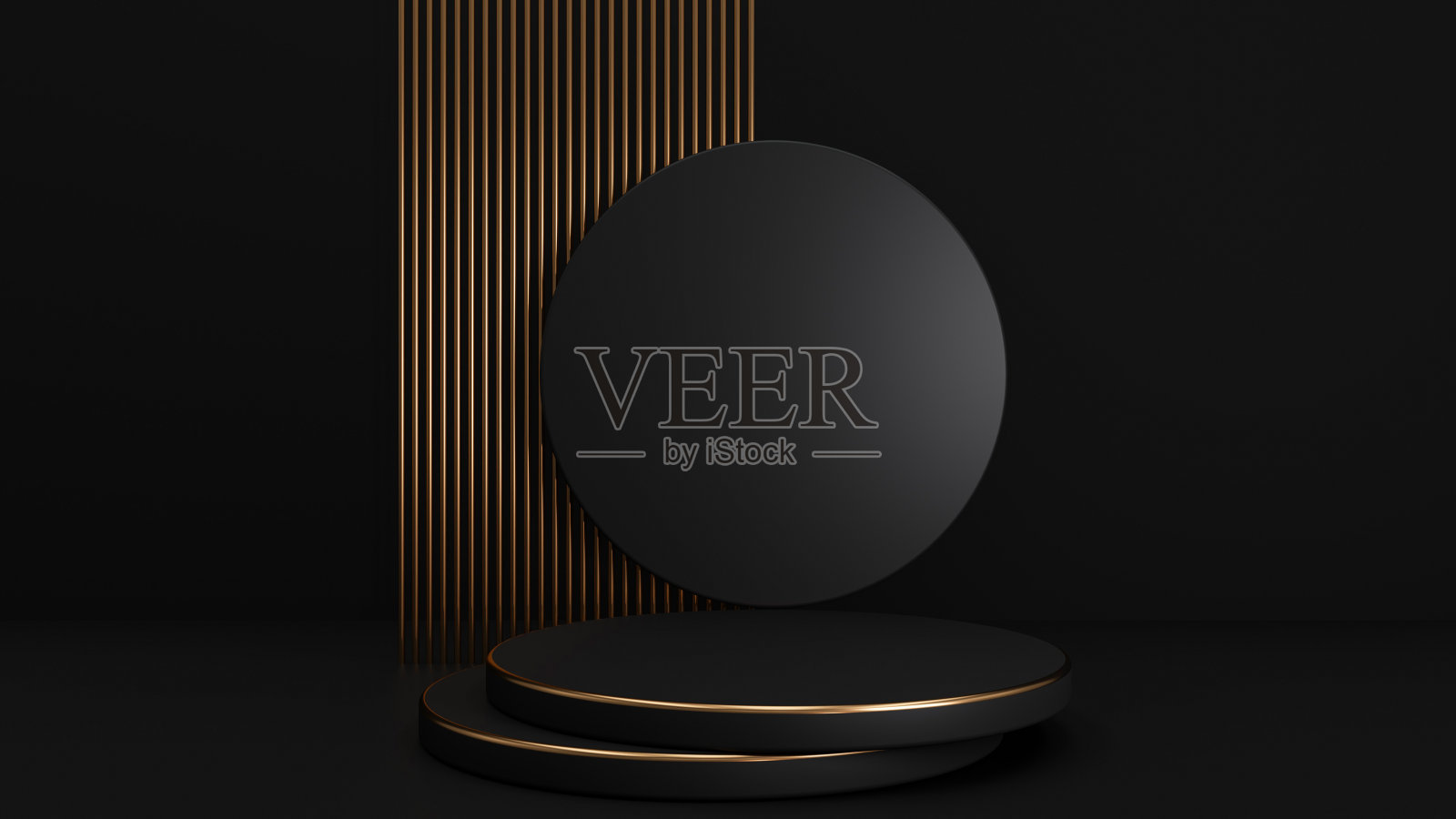 现代时尚黑金产品推广舞台空白背景3D插画照片摄影图片