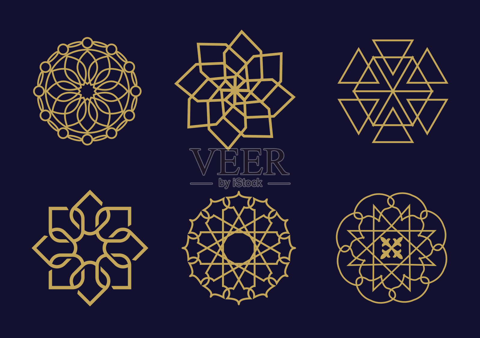 矢量线金色形状，标志模板为您的设计。插画图片素材