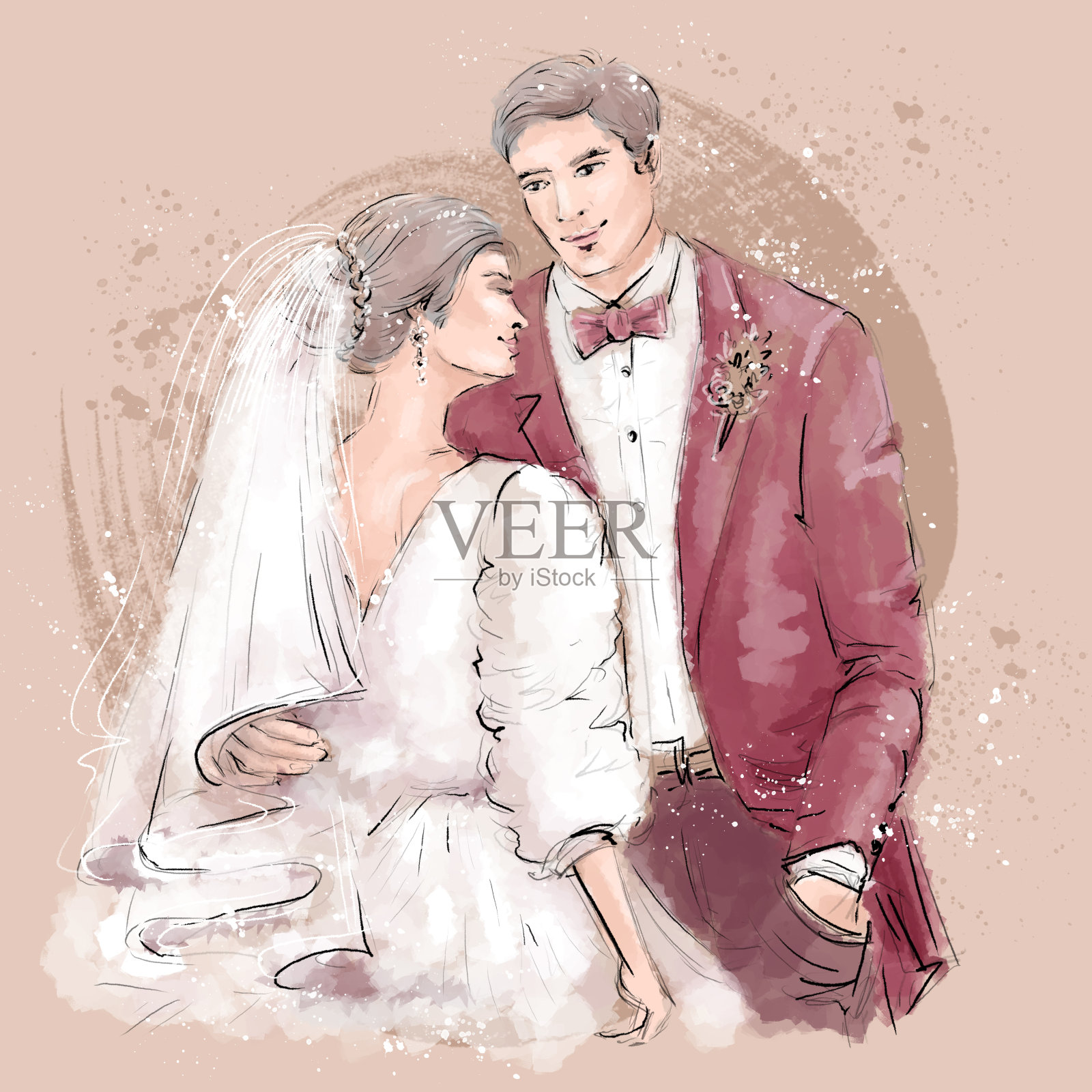 新郎新娘在婚礼上快乐。模板贺卡，问候语设计模板素材