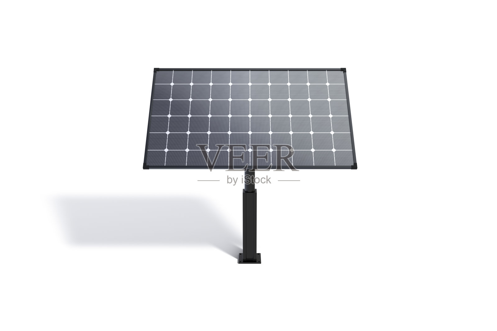 空白黑色太阳能电池板模拟站，前视图照片摄影图片