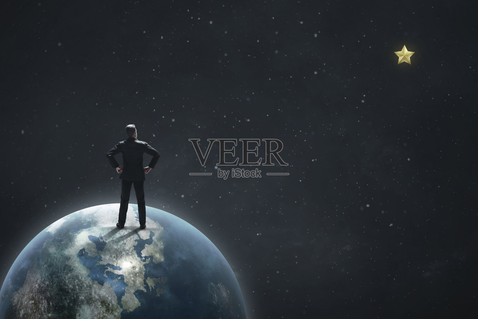 商人站在三维插图照片摄影图片