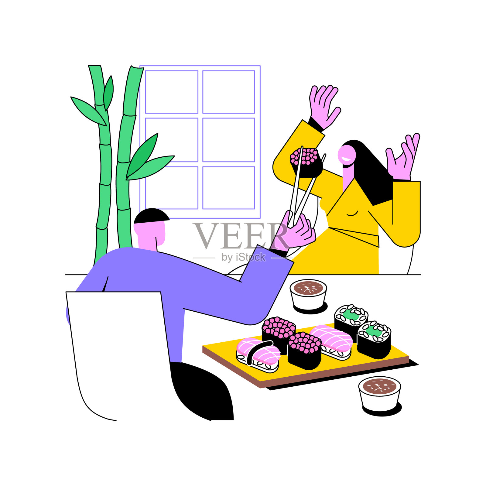 寿司店孤立漫画设计元素图片