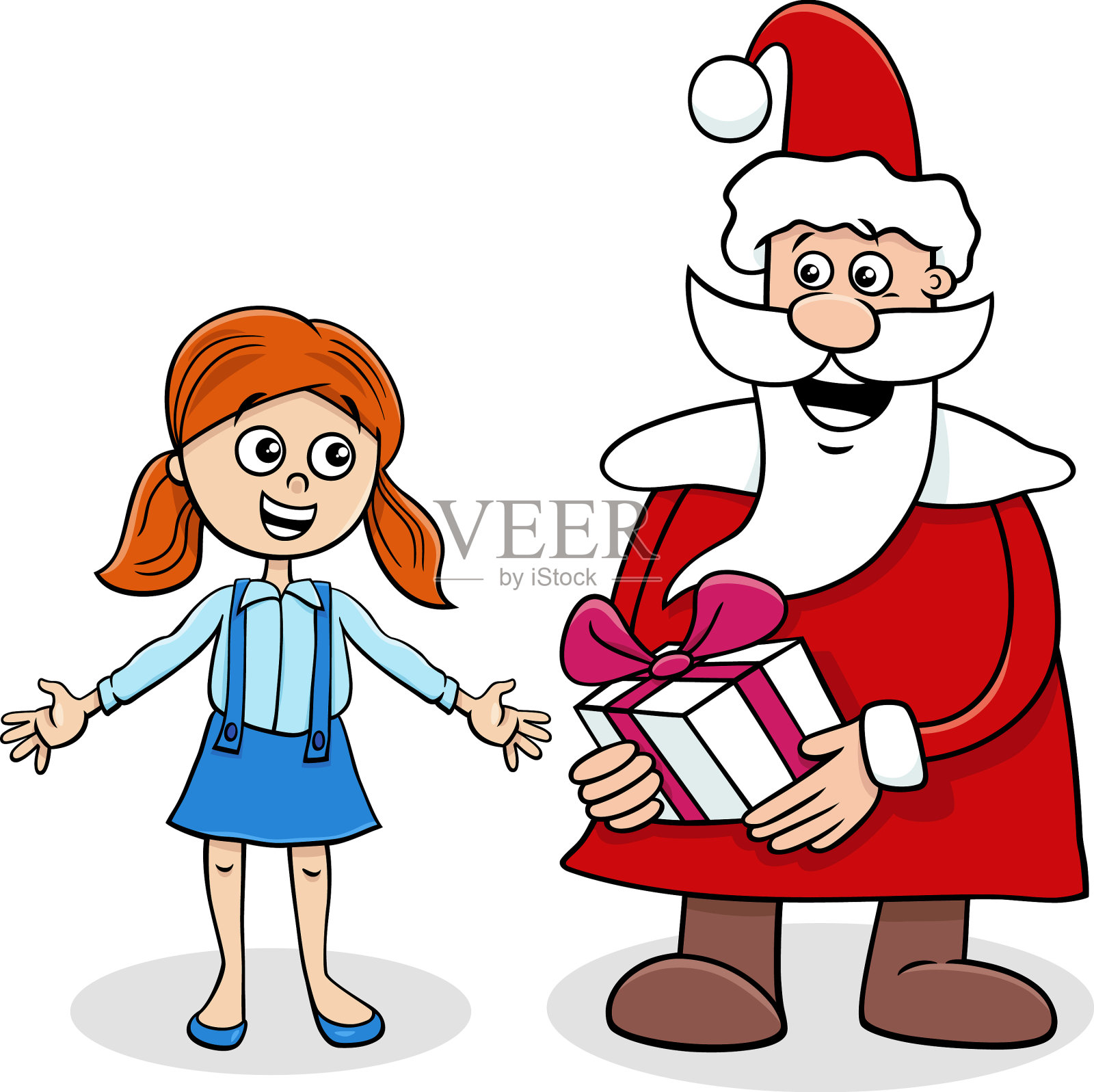 卡通圣诞老人给圣诞礼物设计元素图片