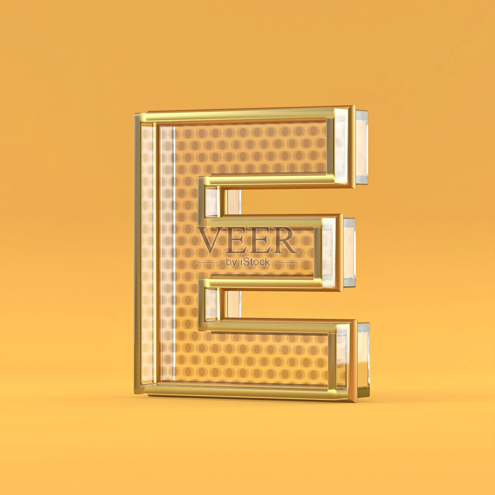 金丝玻璃字体字母E 3D照片摄影图片