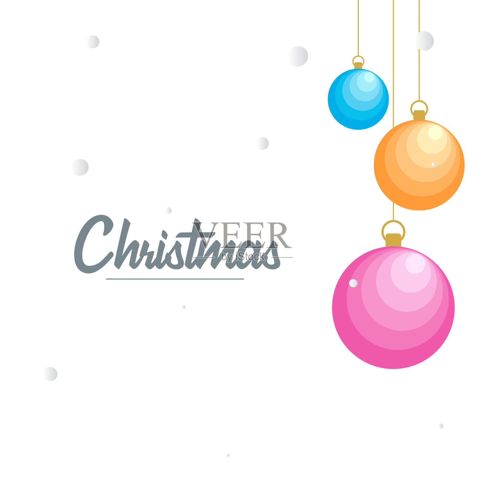 扁平的圣诞快乐装饰球插画图片素材