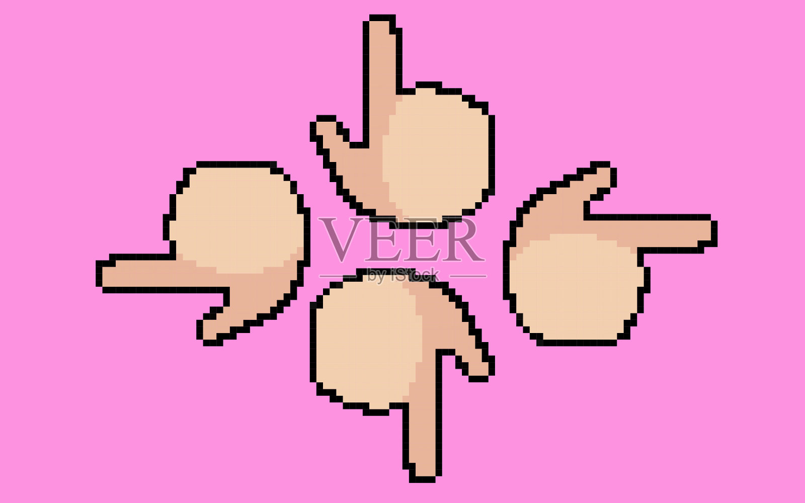 手指向符号像素风格的说明矢量插画图片素材