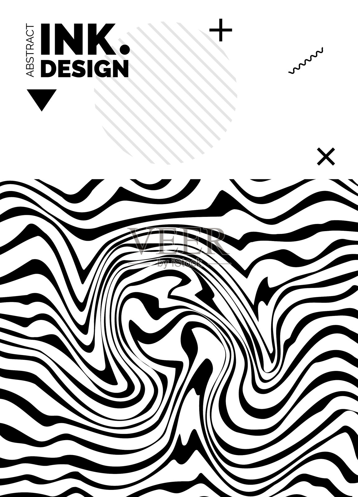 黑色线条海报模板新潮抽象波浪插画图片素材