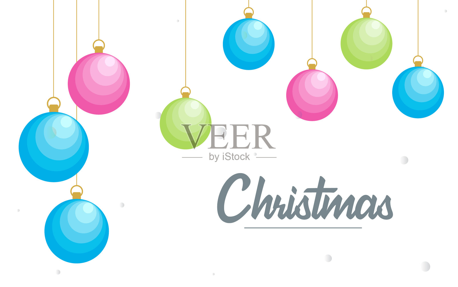 扁平的圣诞快乐装饰球插画图片素材