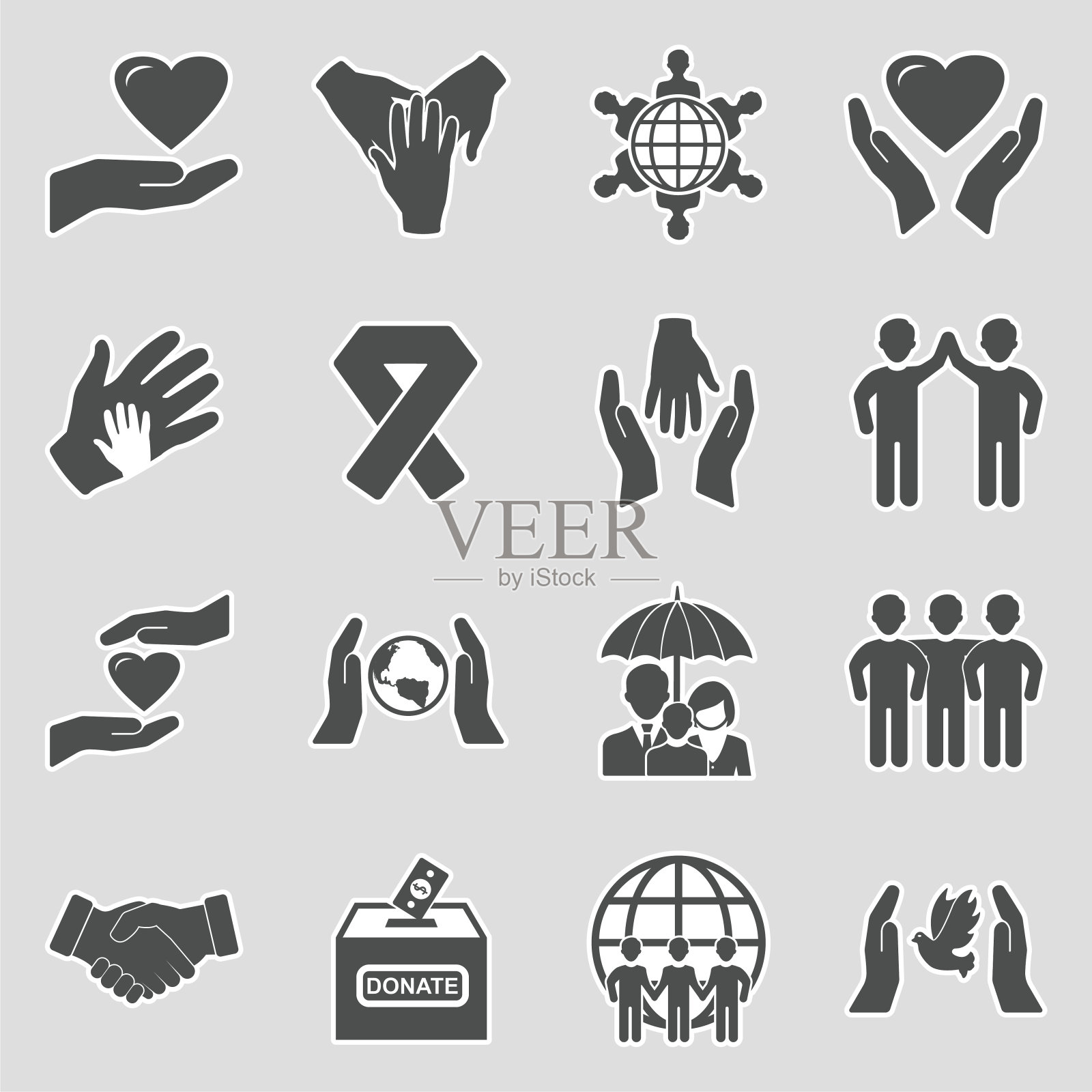 仁慈的图标。贴纸设计。矢量插图。插画图片素材