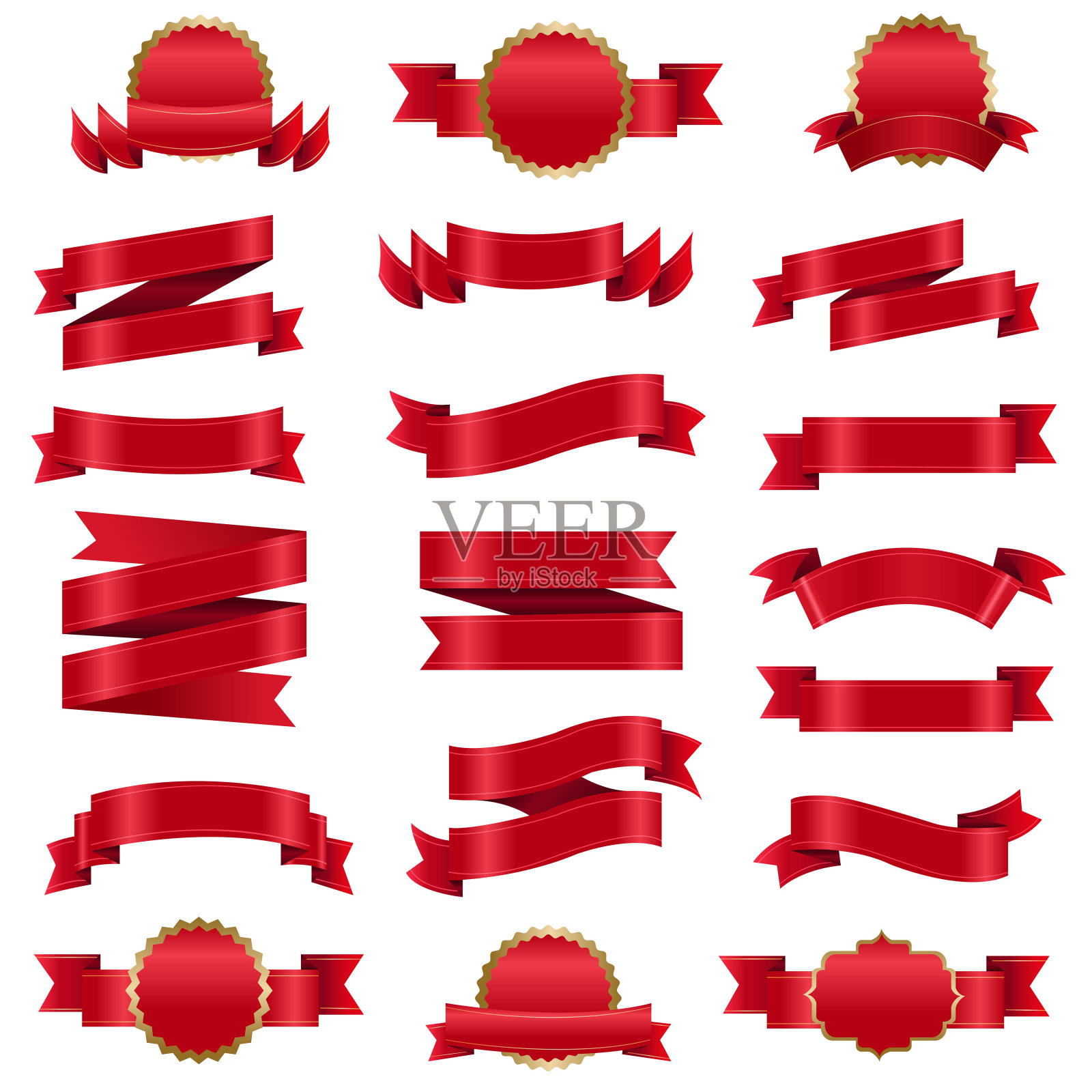 大集红丝带和孤立的白色背景插画图片素材