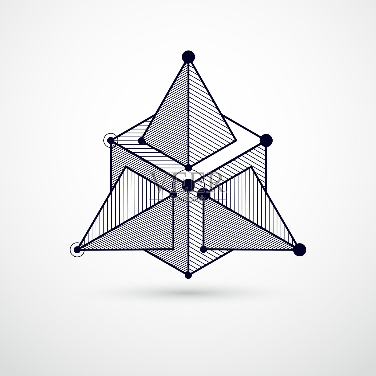 工程技术黑白矢量三维壁纸与立方体和线条。工程系统说明，抽象的技术背景。抽象技术背景。插画图片素材
