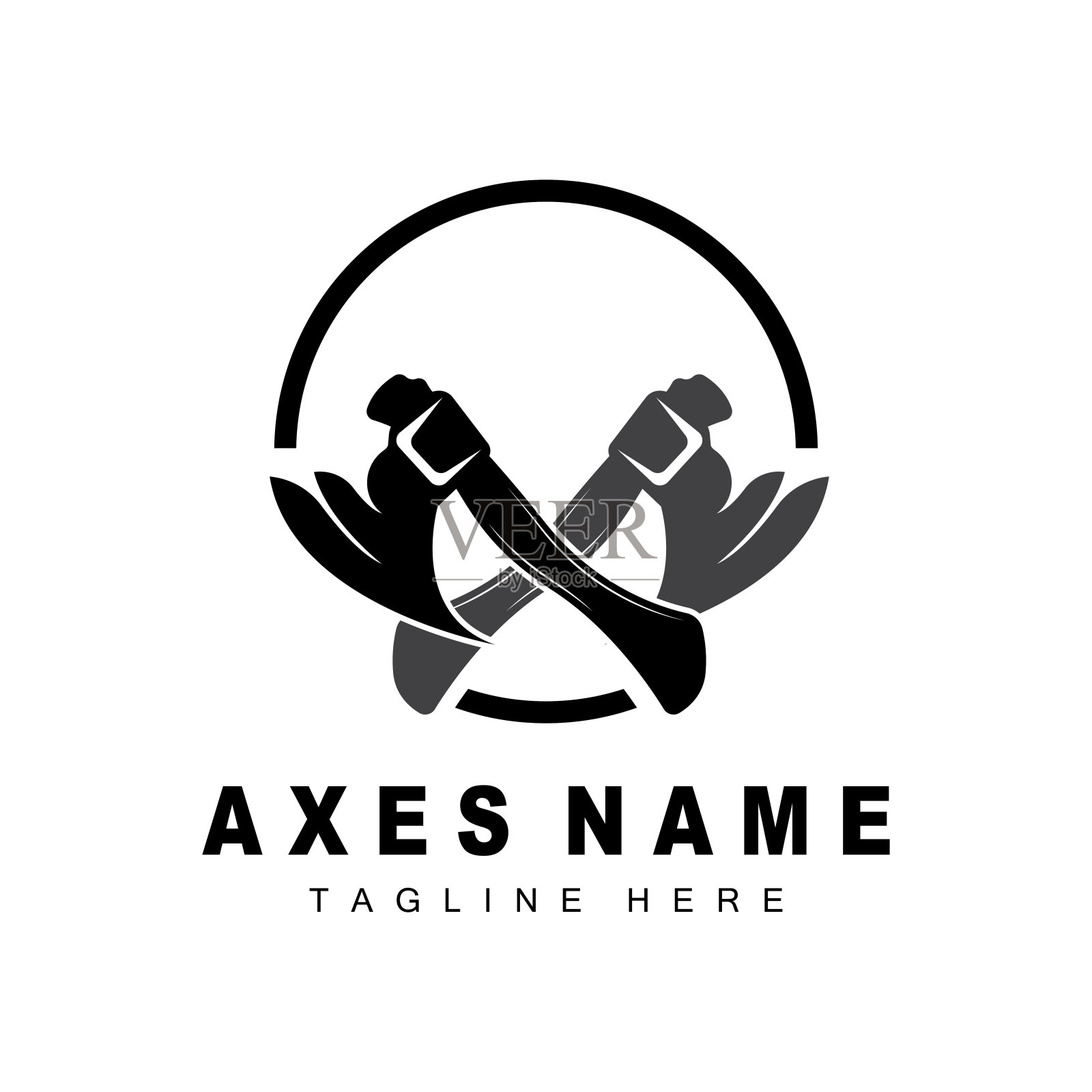 斧标志设计，战争工具插图和樵夫矢量插画图片素材