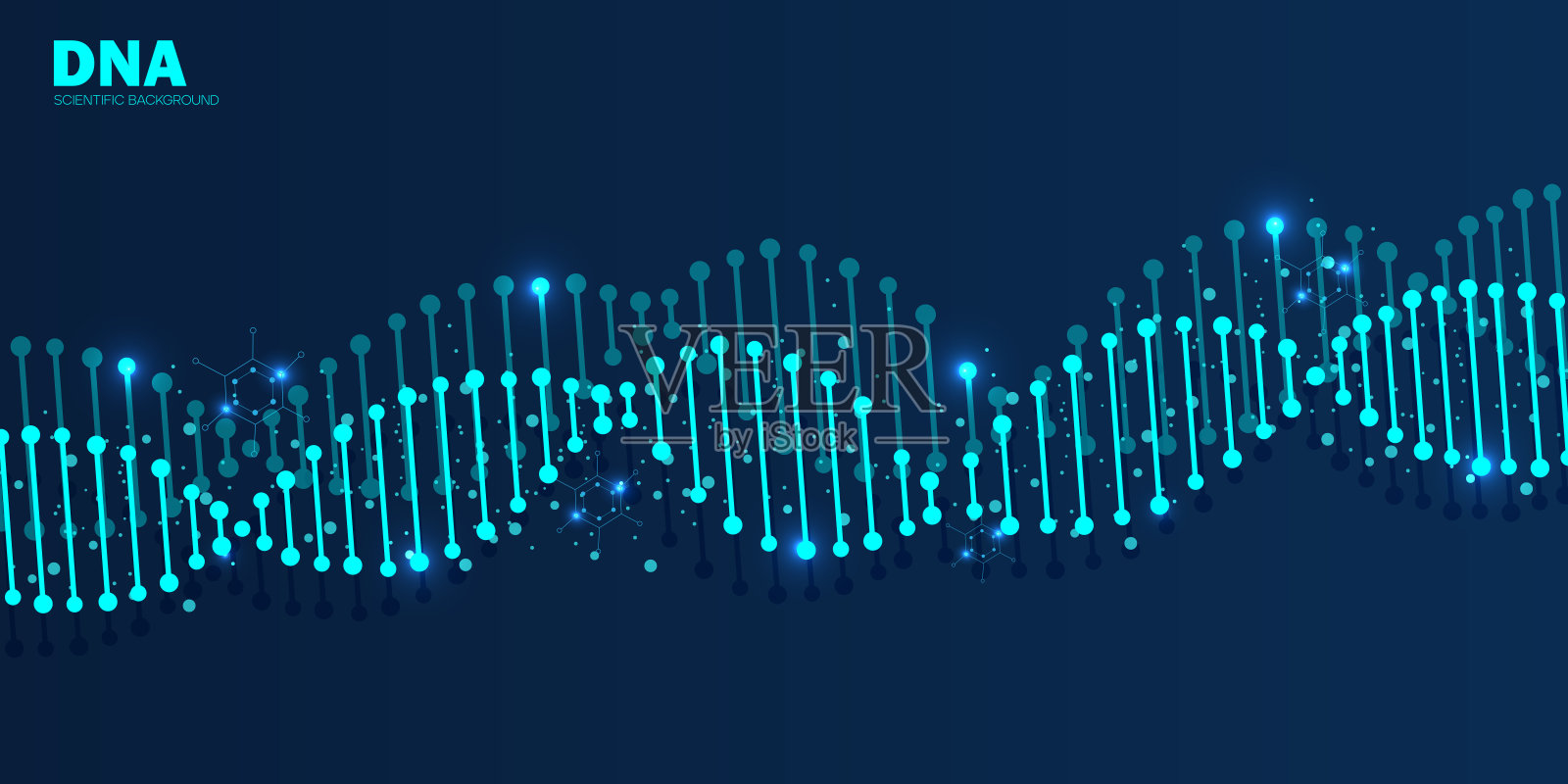 抽象的背景与3D DNA分子插画图片素材