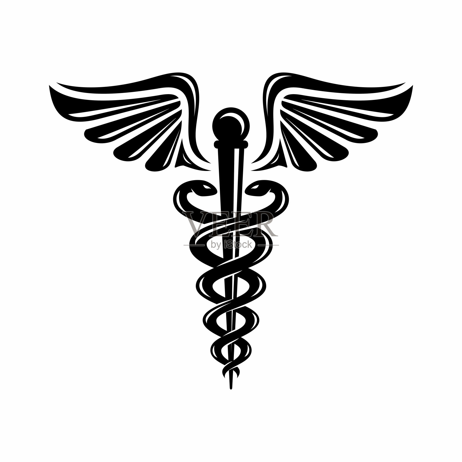 Caduceus标志设计矢量插图。健康的标志插画图片素材
