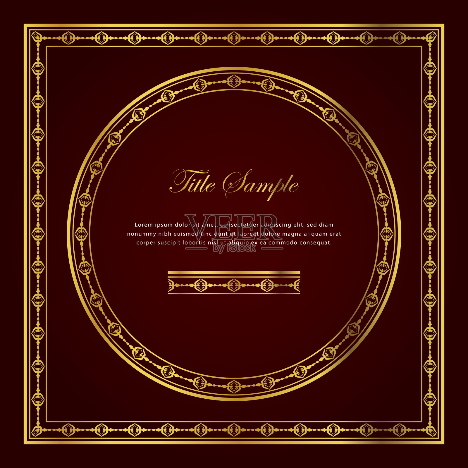 豪华的金色方形和圆形框架设置插画图片素材