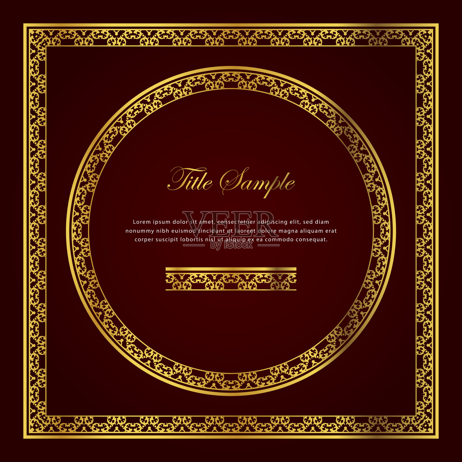 豪华的金色方形和圆形框架设置设计模板素材