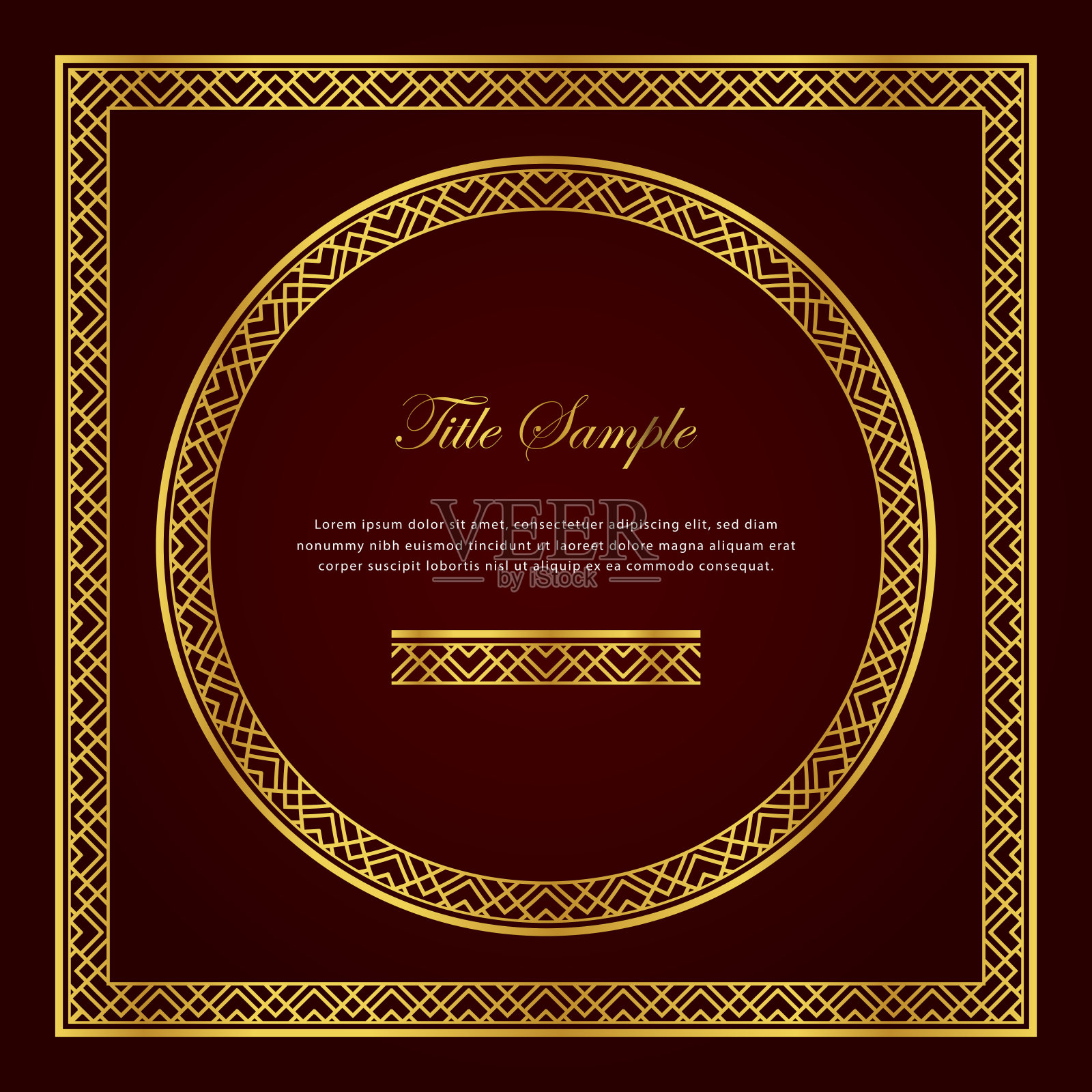 豪华的金色方形和圆形框架设置插画图片素材