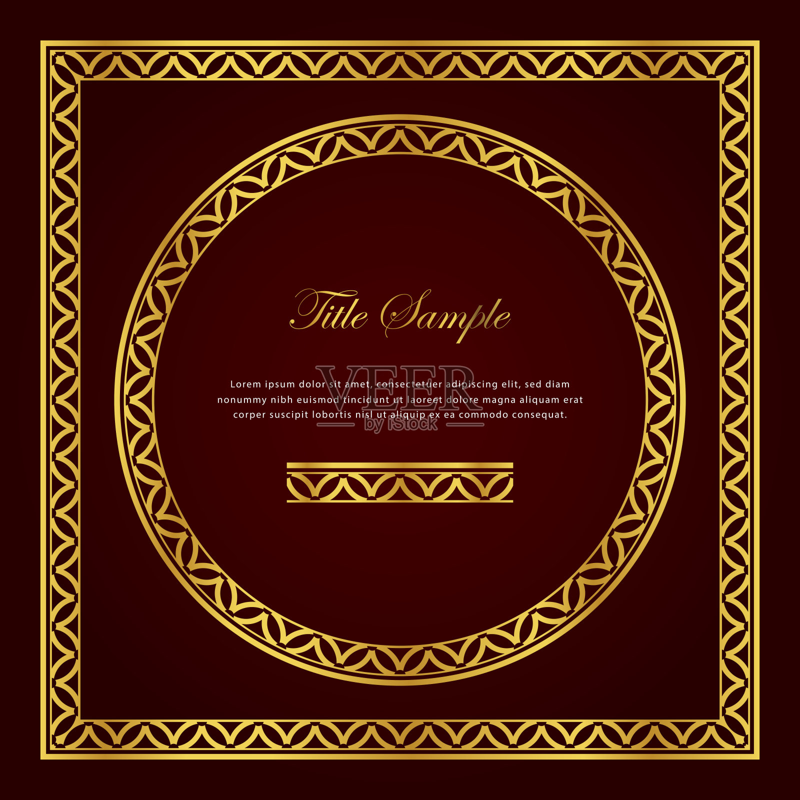 豪华的金色方形和圆形框架设置插画图片素材