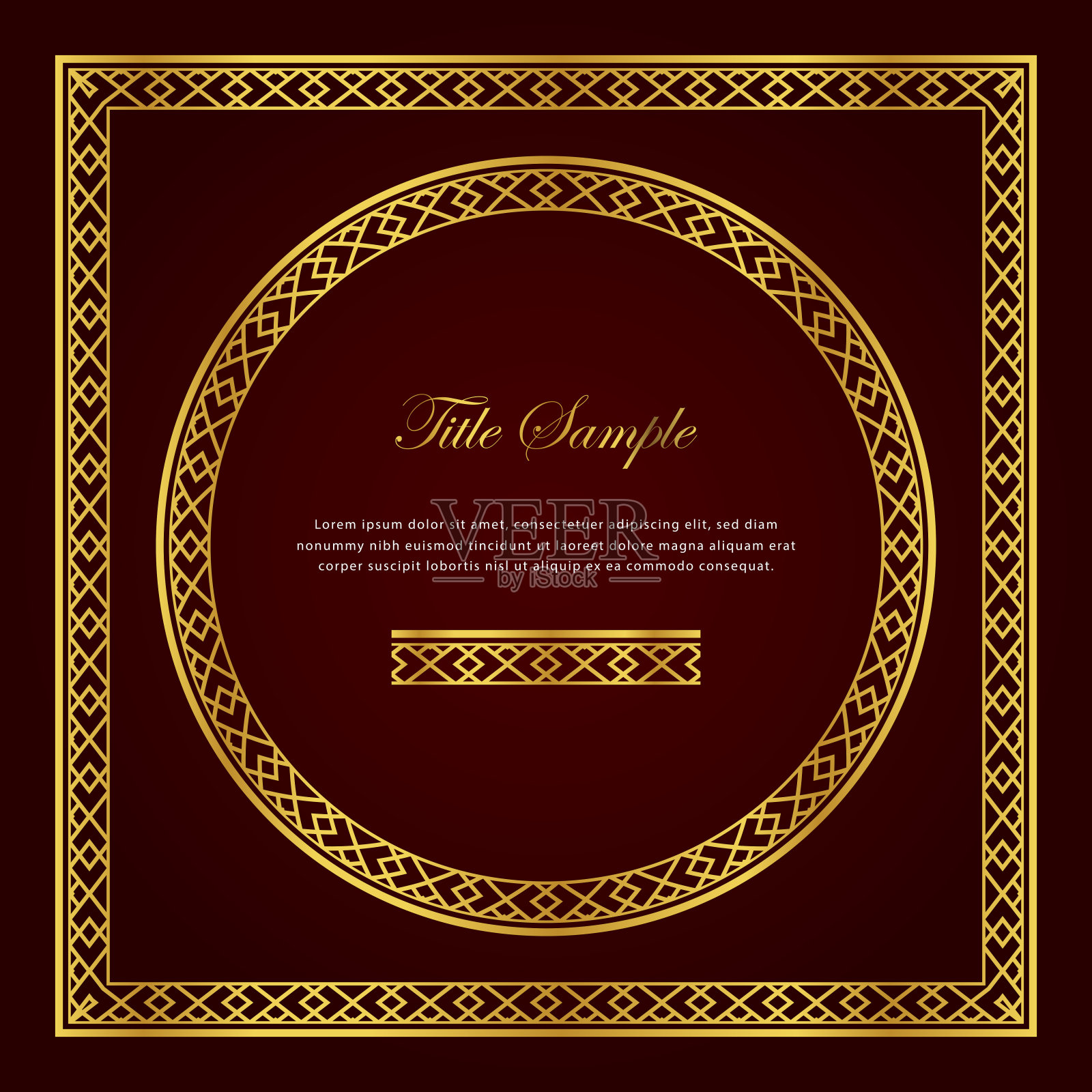 豪华的金色方形和圆形框架设置插画图片素材