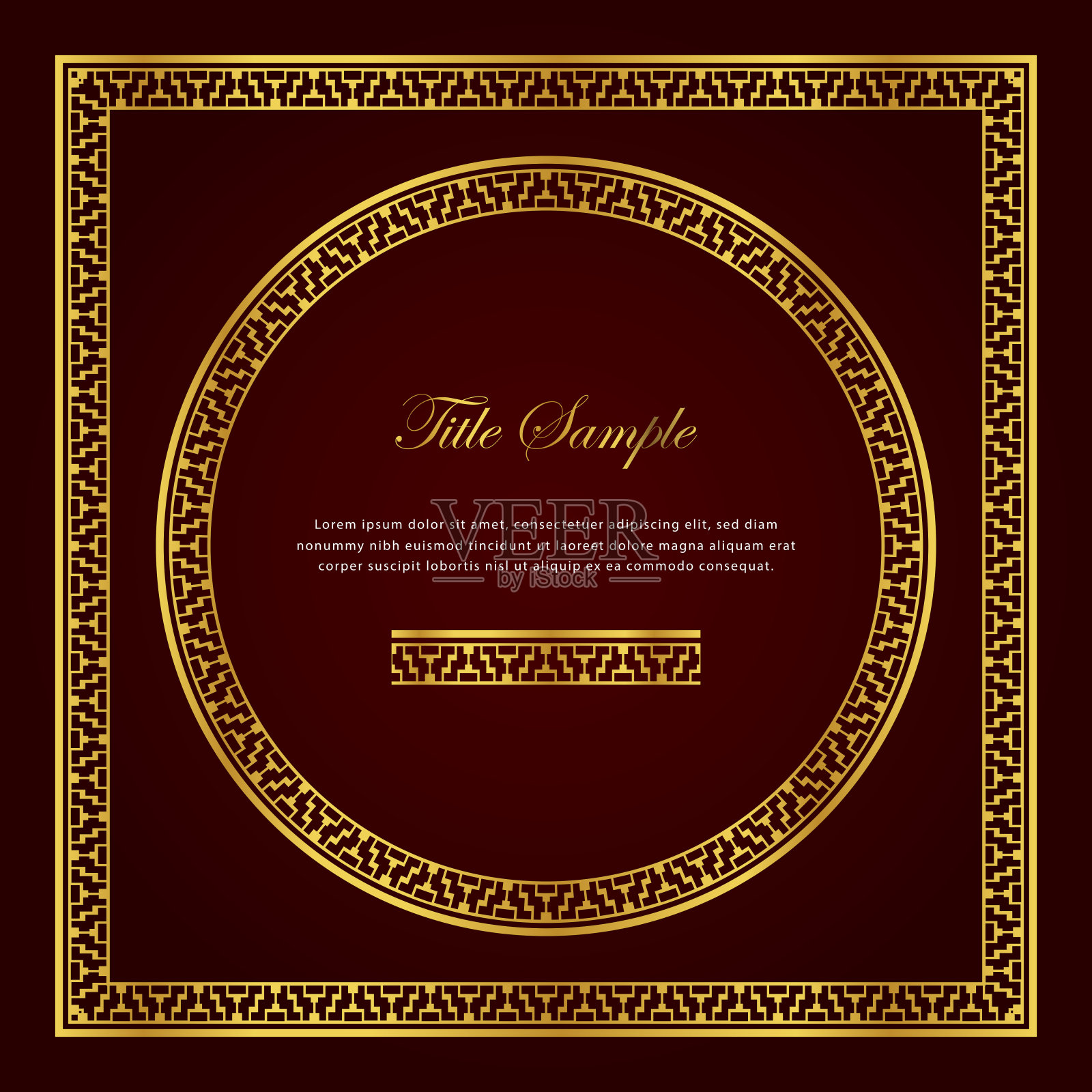 豪华的金色方形和圆形框架设置插画图片素材