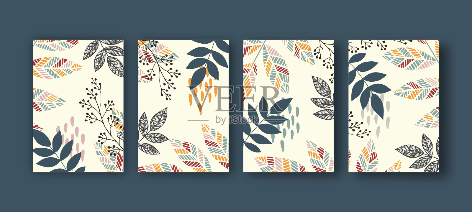 斯堪的纳维亚抽象植物插图。插画图片素材