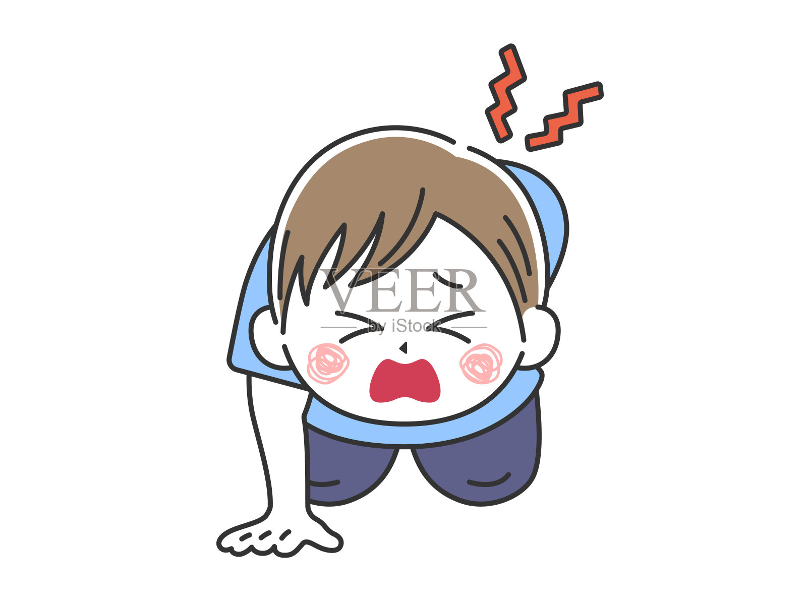 一个年轻人由于背部疼痛无法站立。设计元素图片