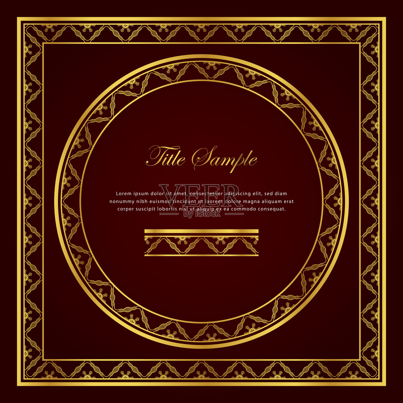 豪华的金色方形和圆形框架设置插画图片素材