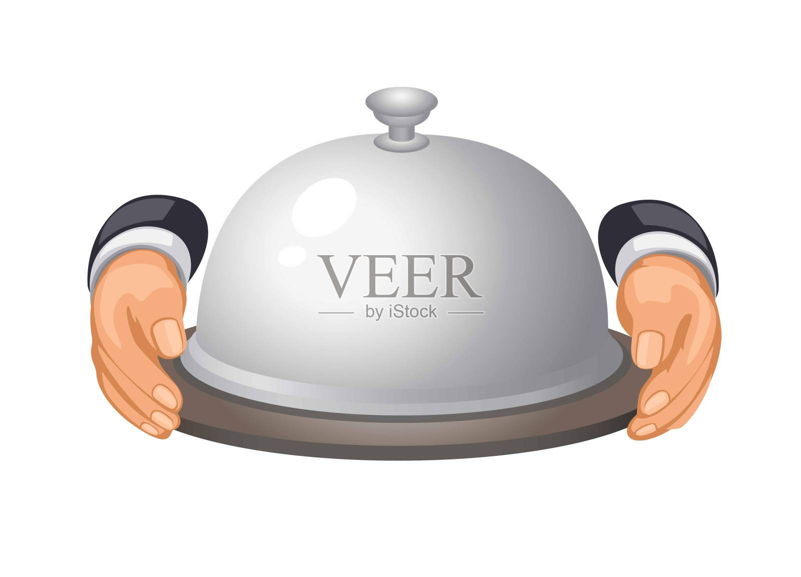 手携带食物在服务盖卡通插图矢量设计元素图片