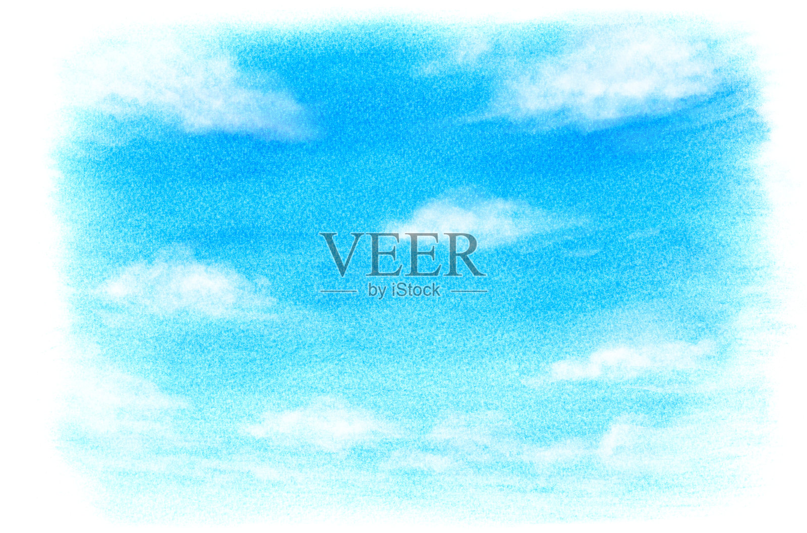 粉彩画的天空与许多云插画图片素材