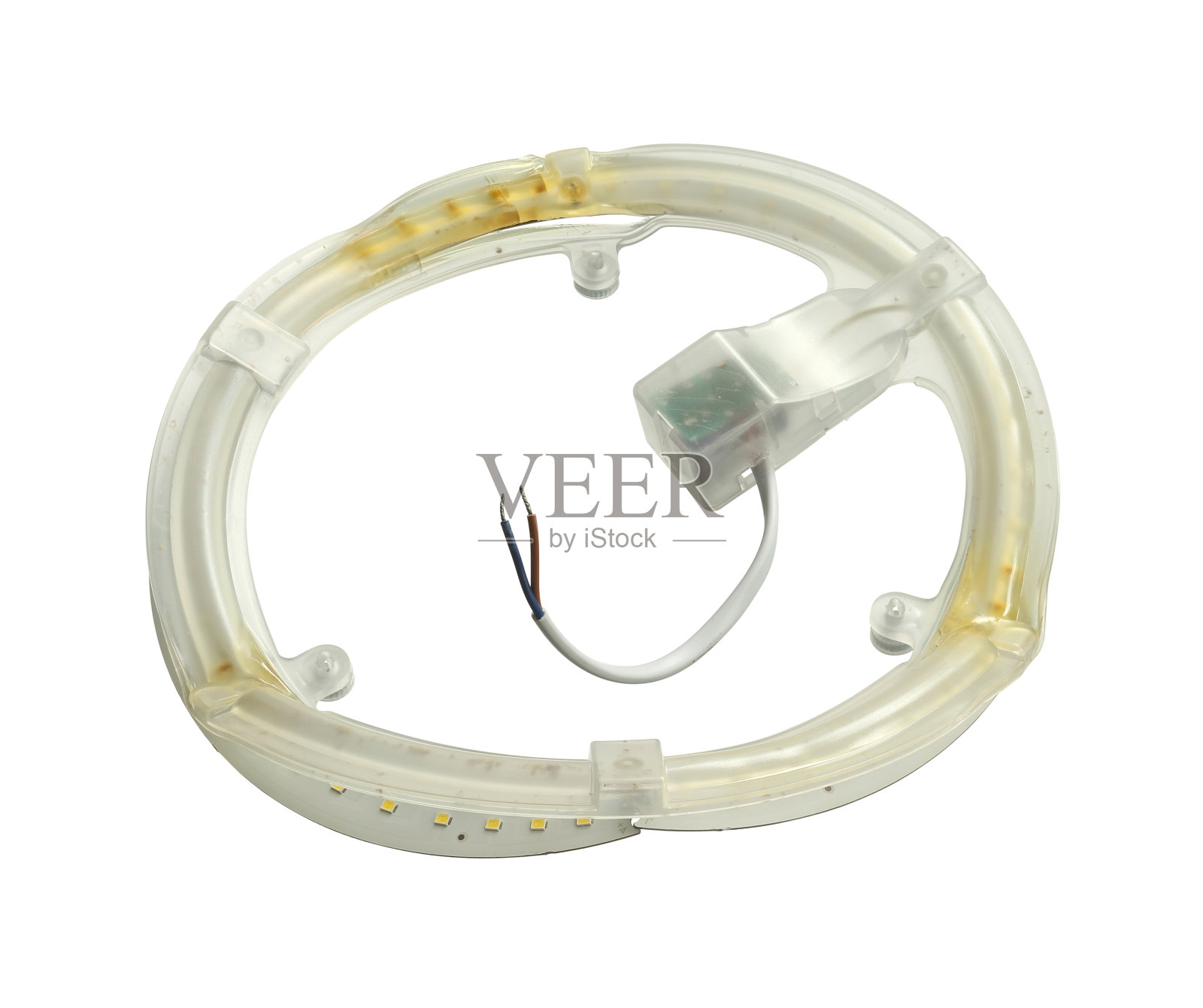 损坏的led天花板灯泡套件照片摄影图片