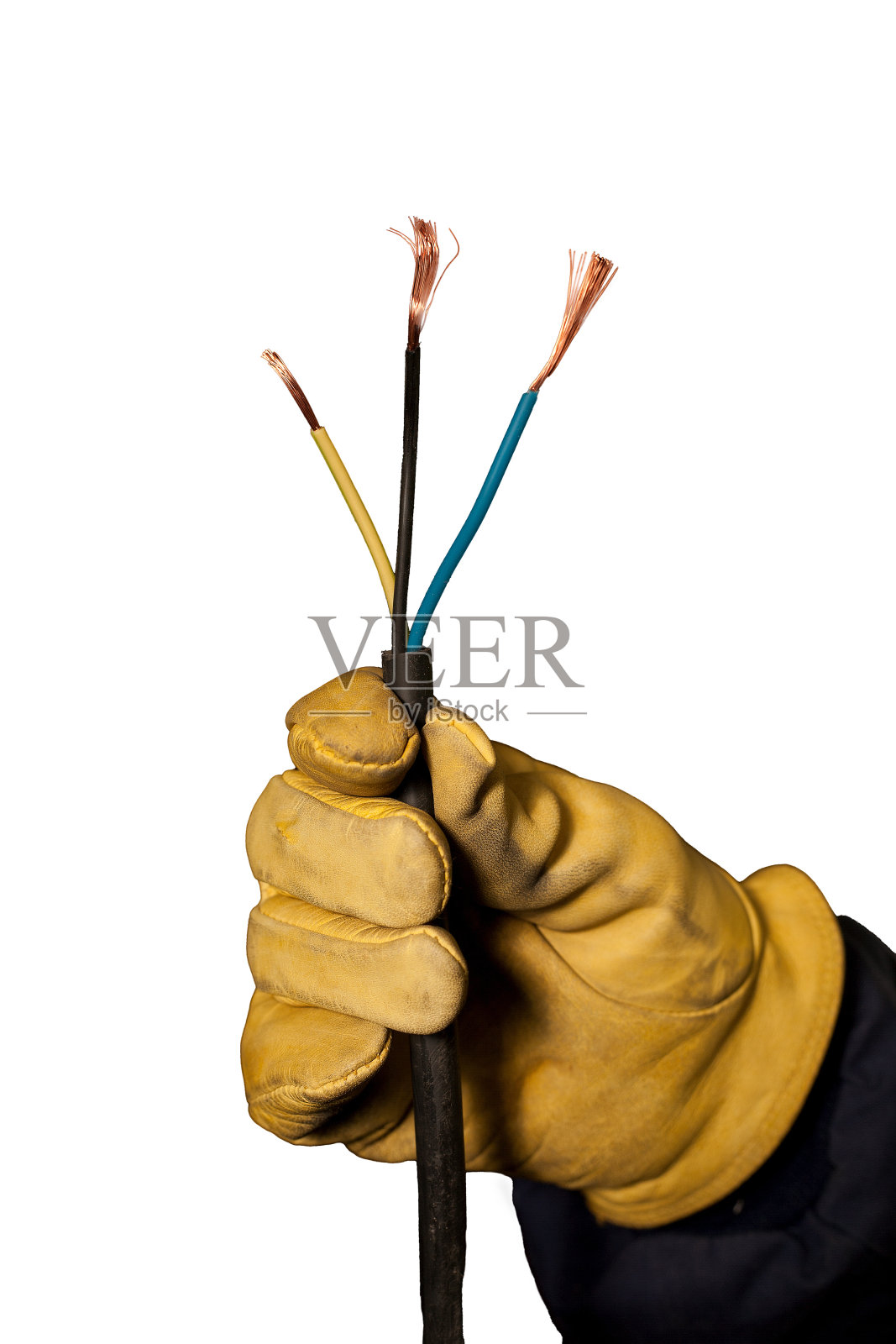 手持裸露的电线照片摄影图片