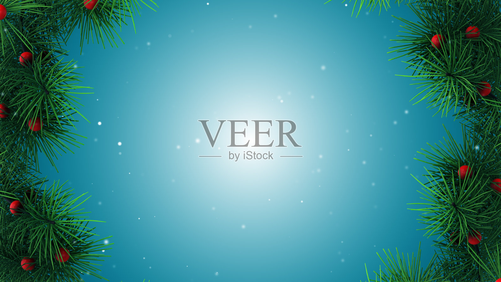 圣诞装饰花环框架与降雪照片摄影图片