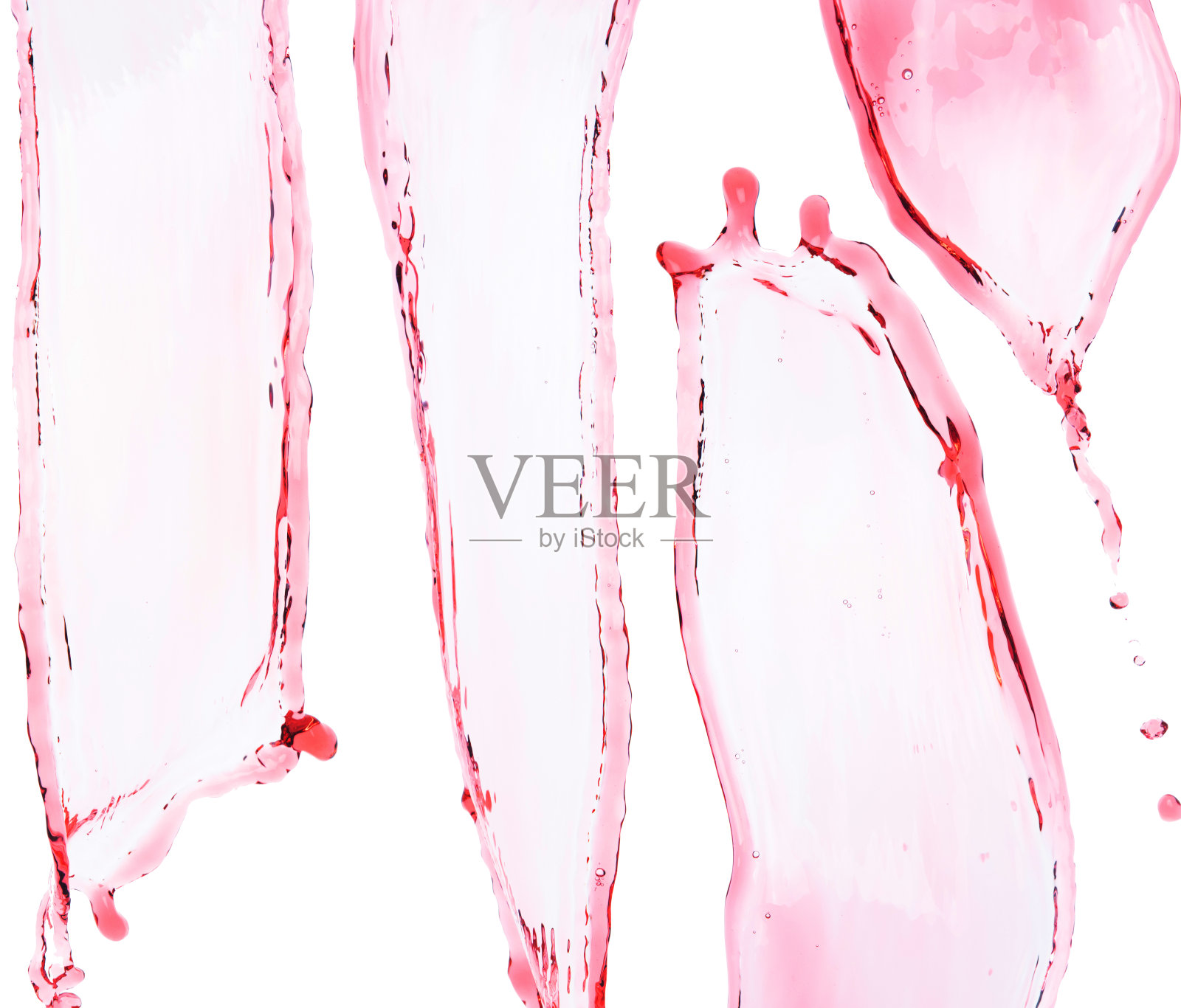 空气中溅出的红色果汁。水红番茄从天而降，净化干净自然。酒形形式的水泼流庆祝白色背景孤立照片摄影图片