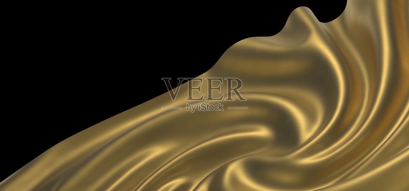 在黑色背景上孤立的波浪金色纹理的3D渲染照片摄影图片