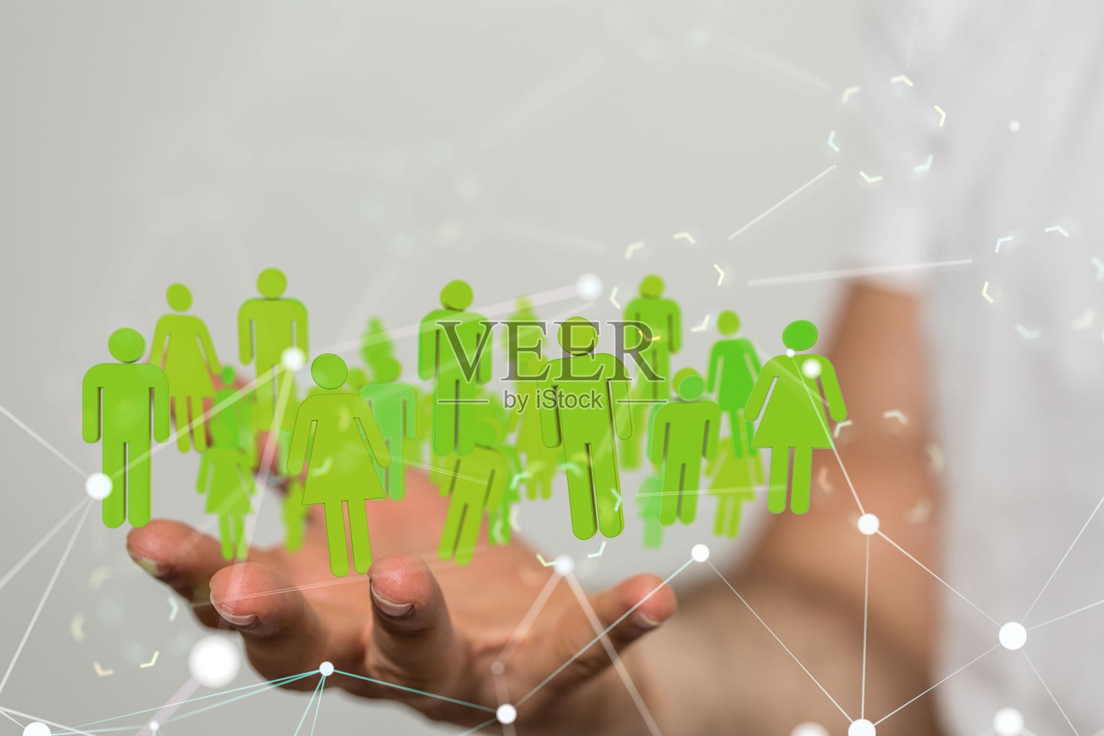 在模糊背景上显示 3d 人形图标的人照片摄影图片