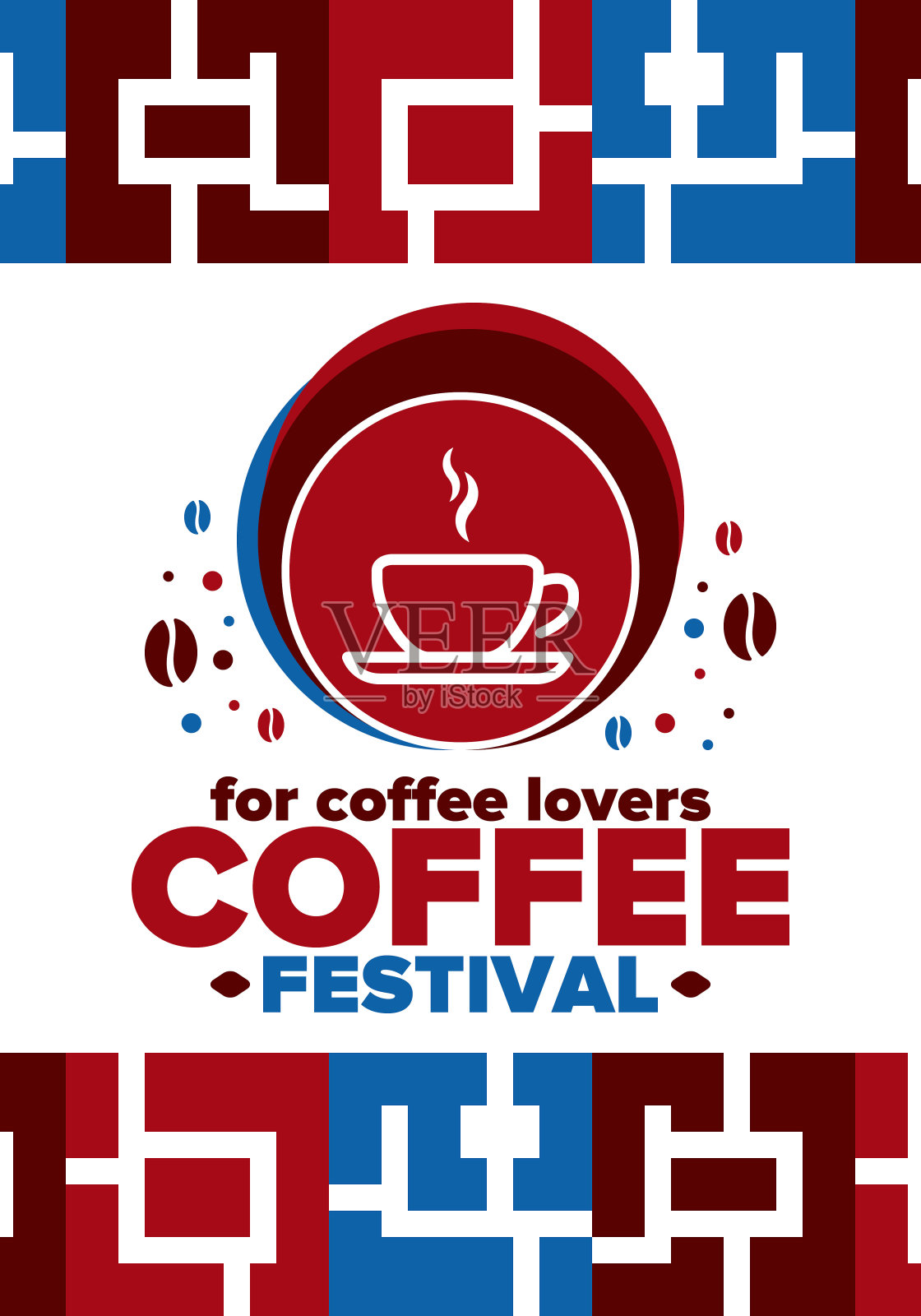 咖啡的节日。适合咖啡爱好者。为咖啡行业专业人士举办的活动。咖啡馆、餐厅和咖啡烘焙店。从职校培训咖啡师。创意说明。向量插画图片素材