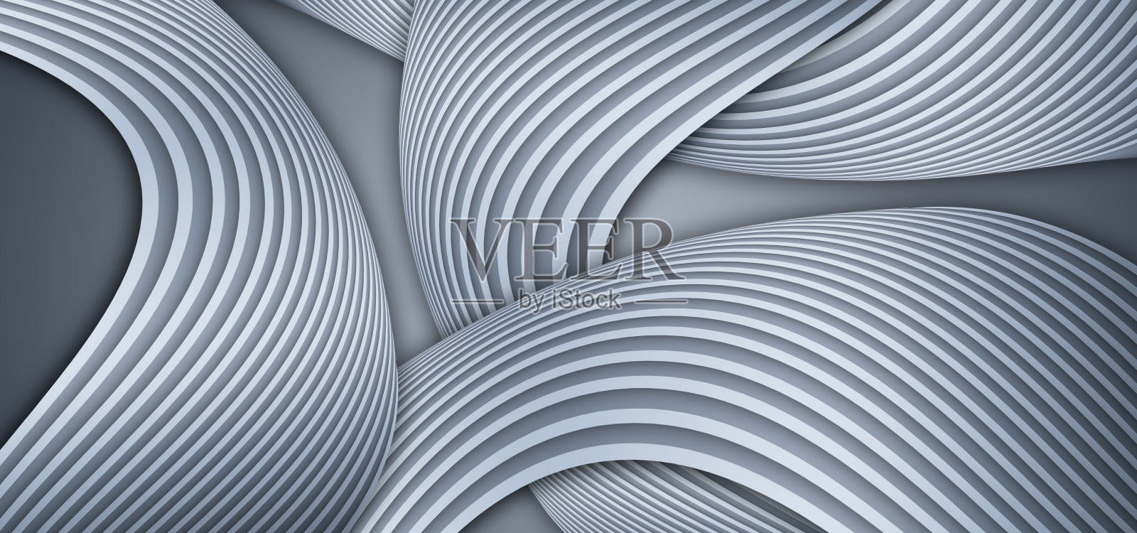 银色曲线的3D渲染与高端纹理背景插画图片素材