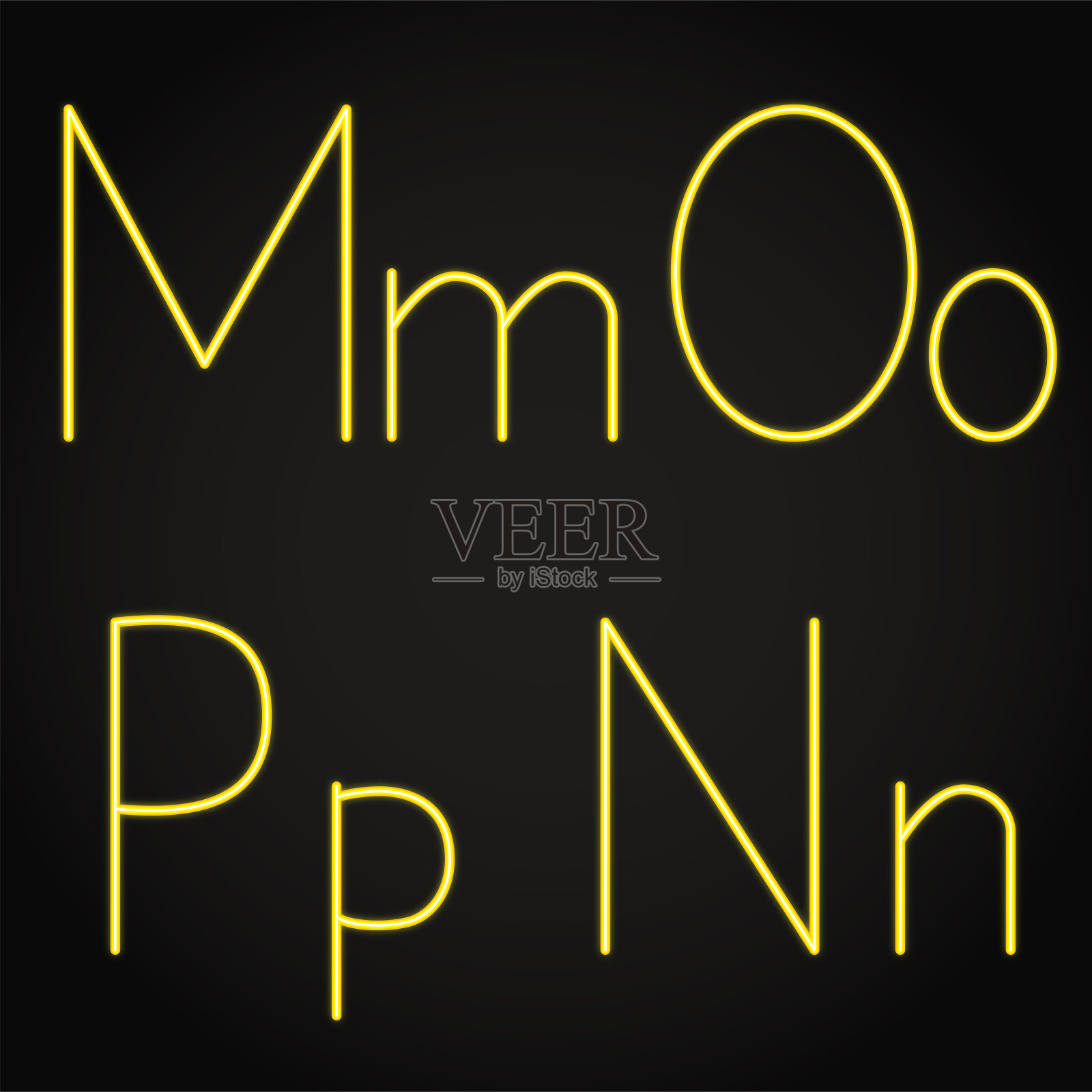 明亮的霓虹灯字母在黑暗的背景插画图片素材