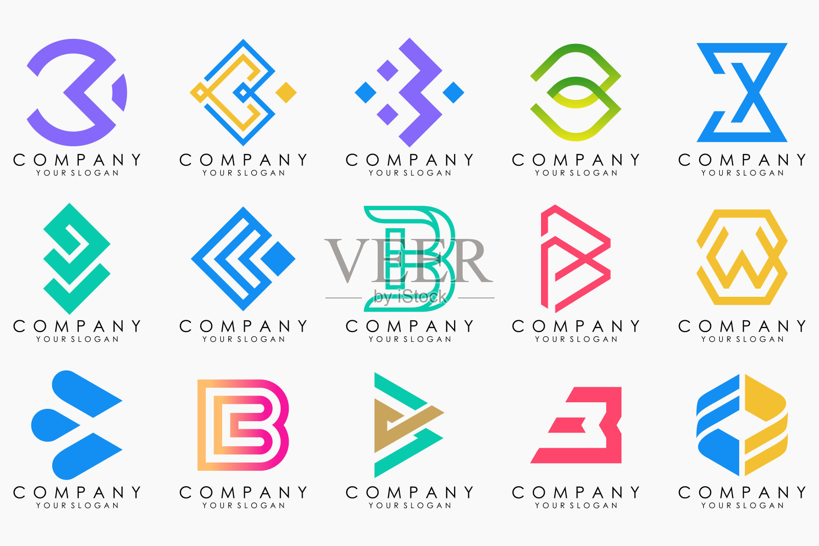 抽象字母B标志图标集。设计为企业的奢华、优雅、简约。设计元素图片