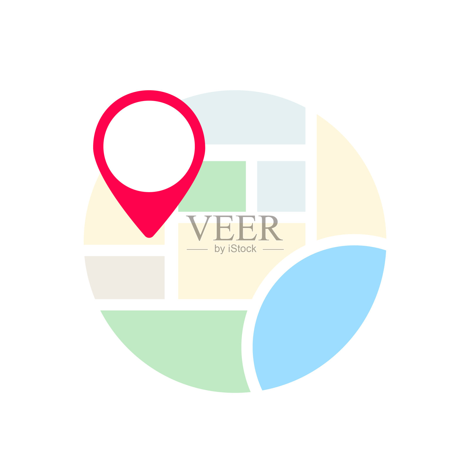 地图与pin - gps位置图标。平面设计矢量概念插画图片素材