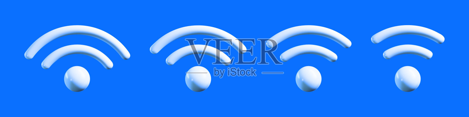 3d wifi图标设置。互联网无线移动热点的象征。Wi - fi web网络信号区图标素材