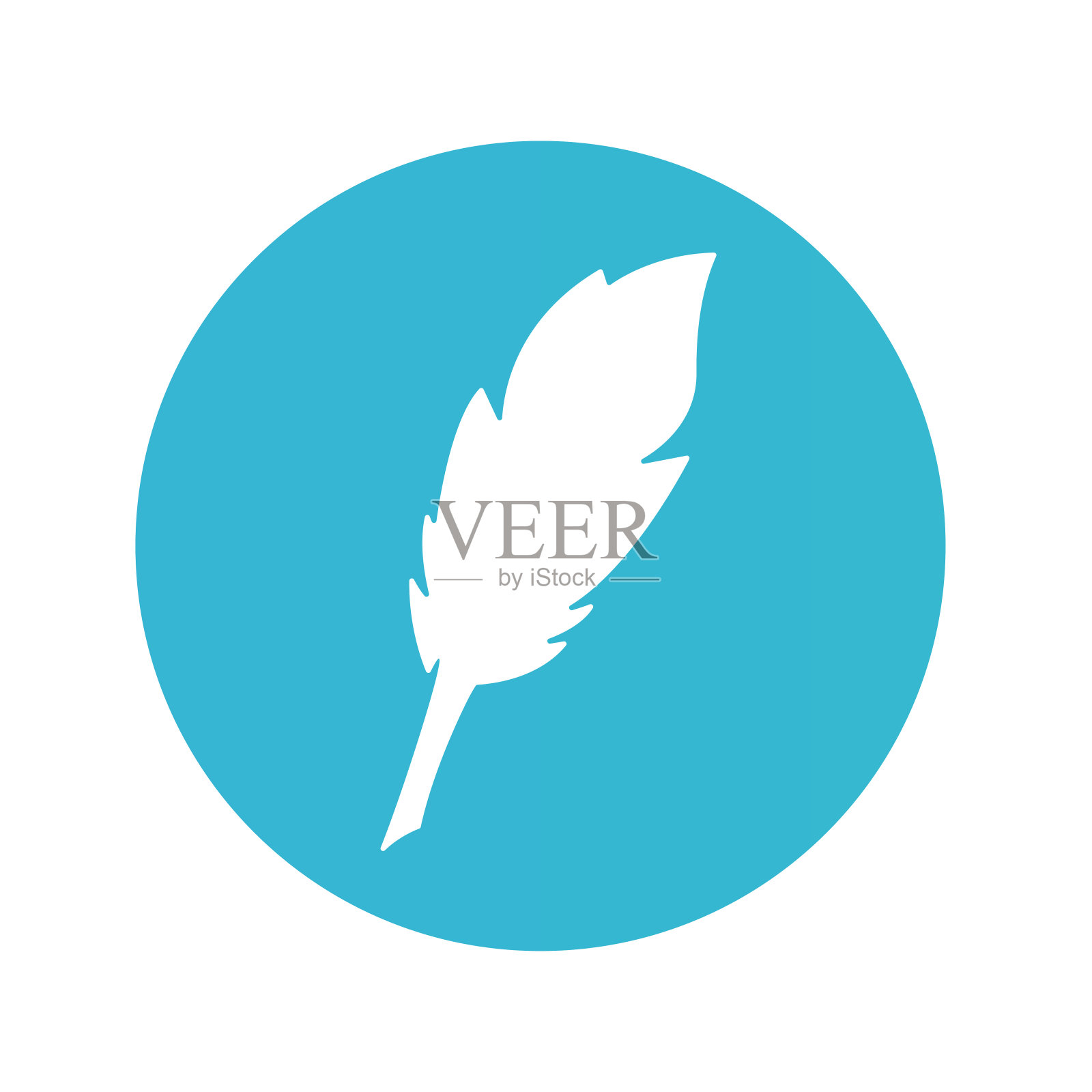 蓝色背景上的钢笔图标。矢量图插画图片素材