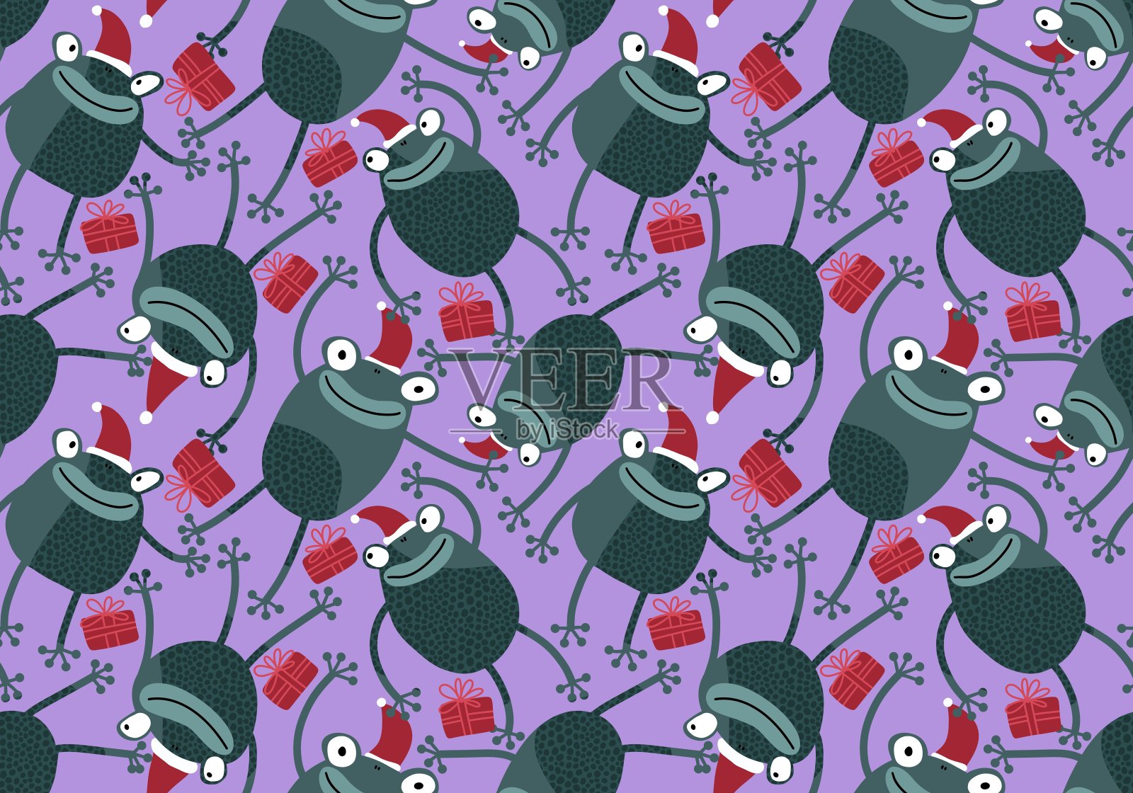 动物青蛙无缝图案的包装纸和孩子插画图片素材